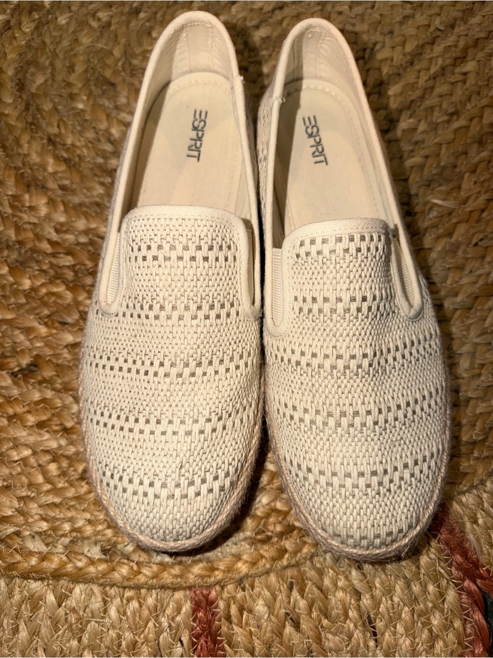 Esprit Cream Knit Slip-On Espadrilles